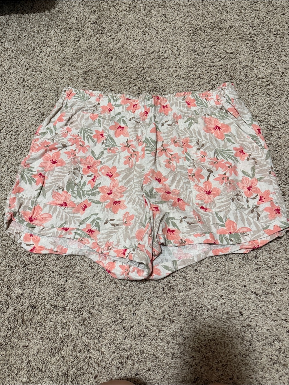 Briggs New York Pink Floral Elastic-Waist Athletic Shorts